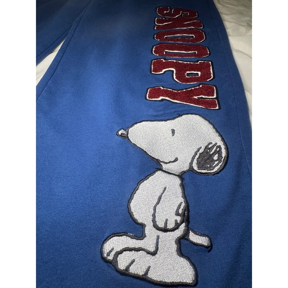 Peanuts Snoopy Wide Leg Baggy Sweatpants Women's XL Blue Embroidered Streetwear - Picture 3 of 6